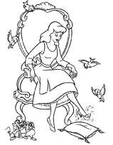 coloriage cendrillon essaye la pantoufle de verre